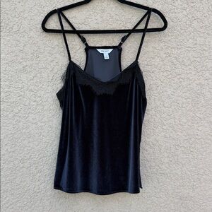 Nine West Black Velvet Lace-Trim Camisole